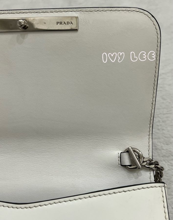 Prada Sybille 白 鏈條包 斜背包 肩背包 1BD170 二手精品-25