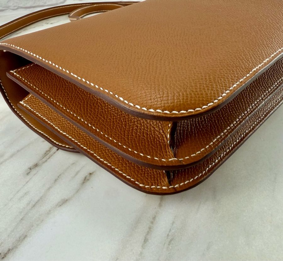 Hermès Mini Constance 康康37 gold  金棕金釦 新款 附小鏡子-8
