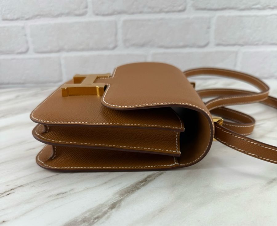 Hermès Mini Constance 康康37 gold  金棕金釦 新款 附小鏡子-11