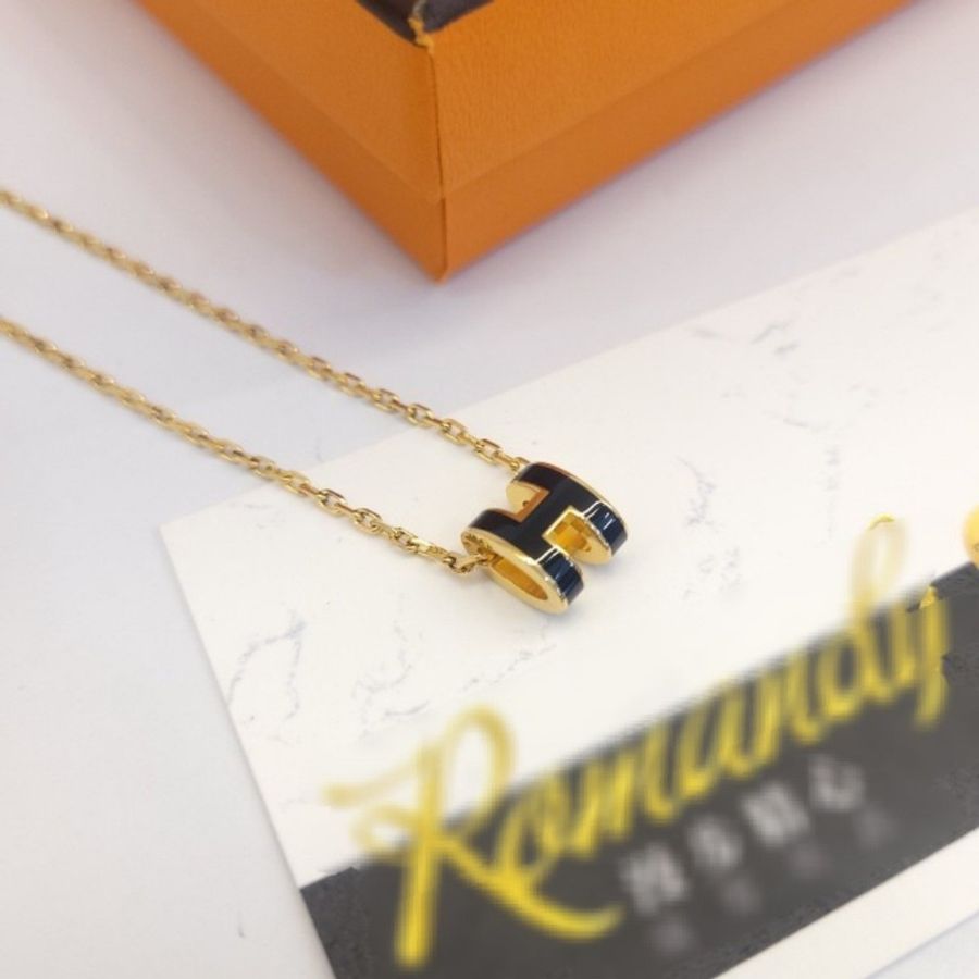 Hermès Mini POP H 項鍊 (黑/金)-2