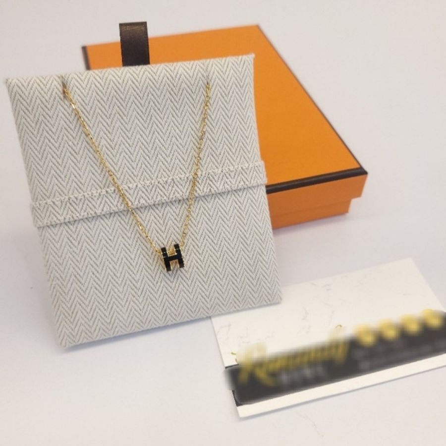 Hermès Mini POP H 項鍊 (黑/金)-3