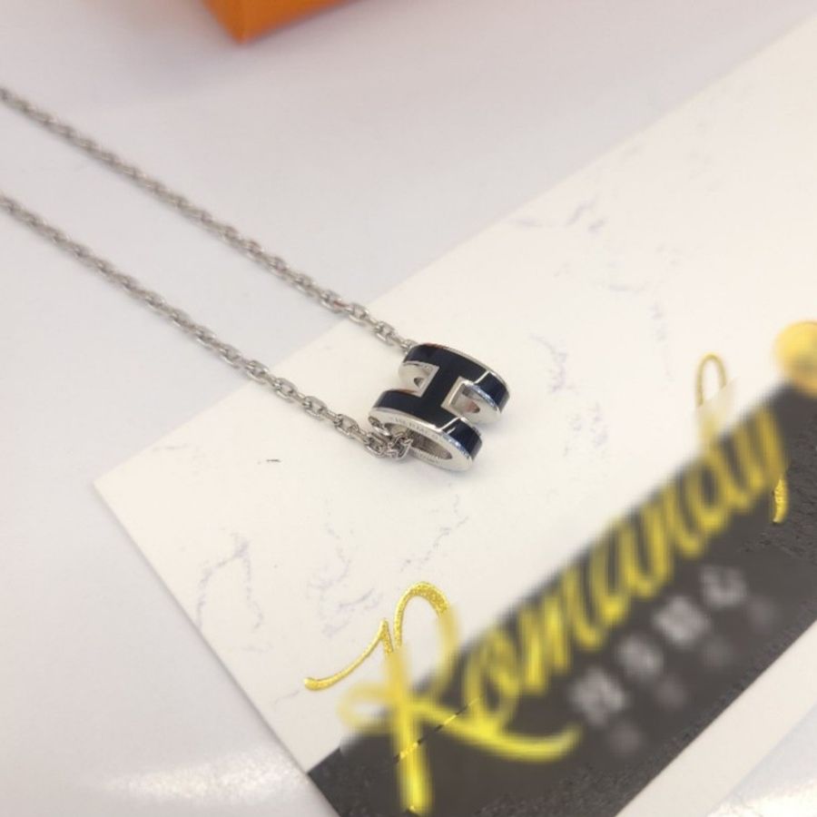 Hermès Mini POP H 項鍊 (黑/銀)-1