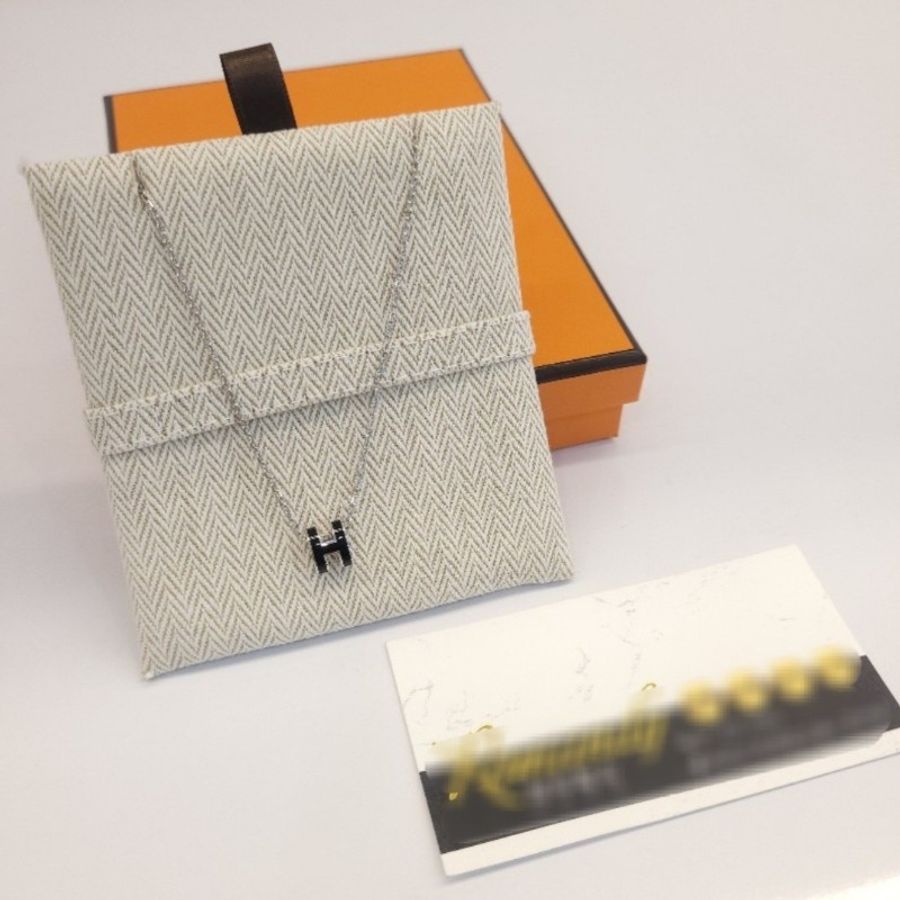 Hermès Mini POP H 項鍊 (黑/銀)-3