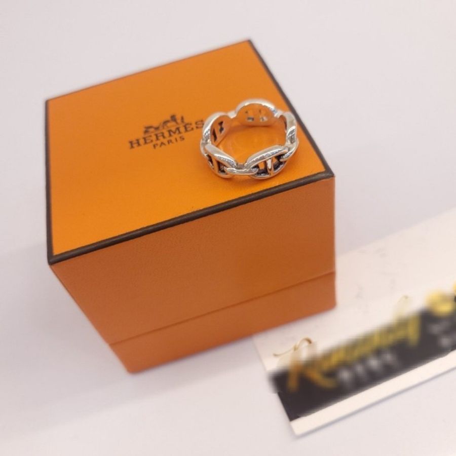 Hermès 豬鼻純銀戒指 Chaine d Ancre 尺寸私訊-4