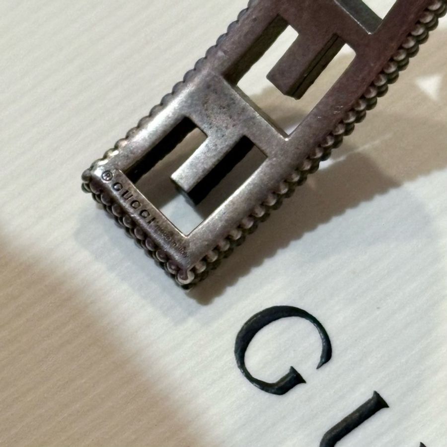GUCCI 古馳Square G Logo藤蔓花紋銀飾系列手鐲-3