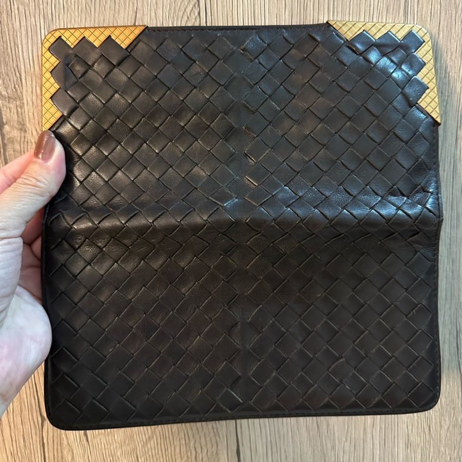 專櫃正品BOTTEGA VENETA BV經典編織小羊皮 咖啡色長夾-7