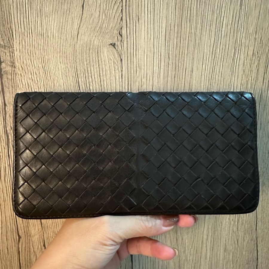 專櫃正品BOTTEGA VENETA BV經典編織小羊皮 咖啡色長夾-14