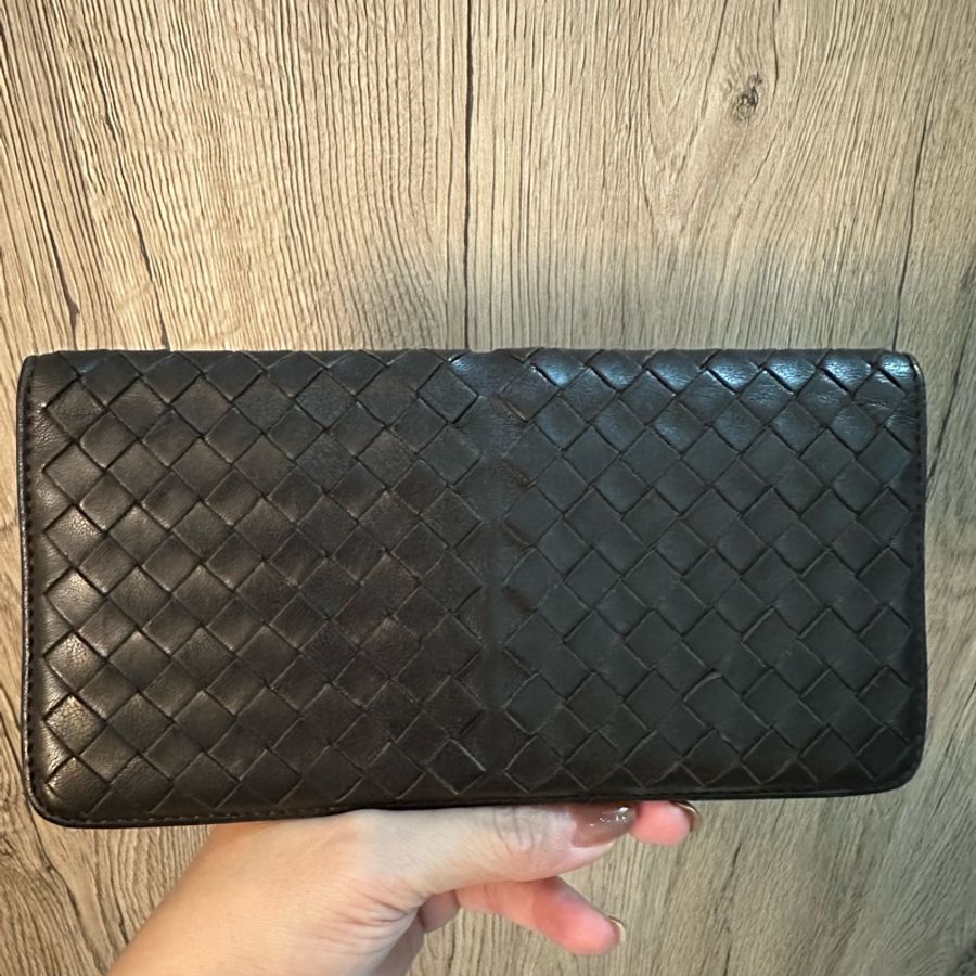 專櫃正品BOTTEGA VENETA BV經典編織小羊皮 咖啡色長夾-15