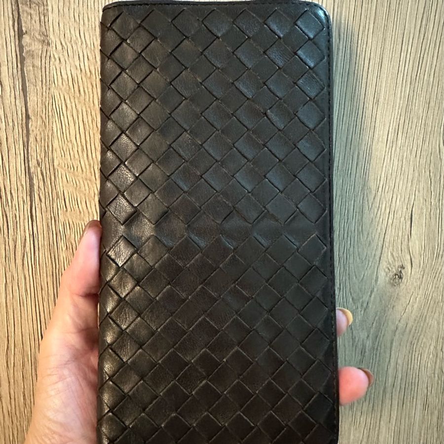專櫃正品BOTTEGA VENETA BV經典編織小羊皮 咖啡色長夾-16