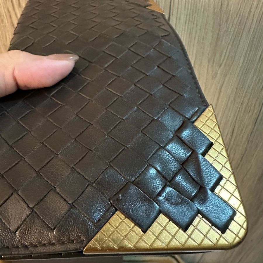 專櫃正品BOTTEGA VENETA BV經典編織小羊皮 咖啡色長夾-26