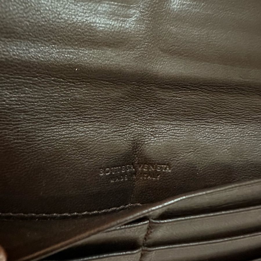 專櫃正品BOTTEGA VENETA BV經典編織小羊皮 咖啡色長夾-38