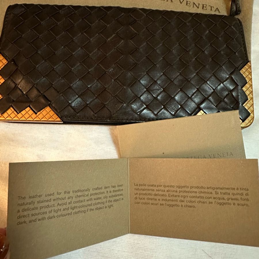 專櫃正品BOTTEGA VENETA BV經典編織小羊皮 咖啡色長夾-58