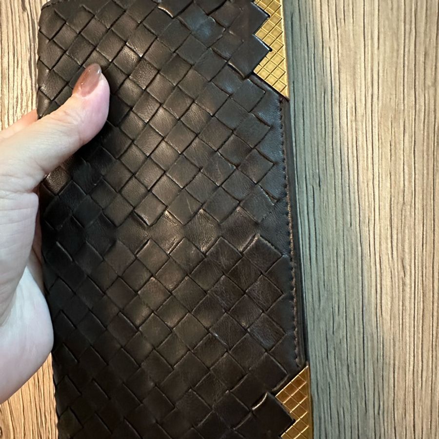 專櫃正品BOTTEGA VENETA BV經典編織小羊皮 咖啡色長夾-64