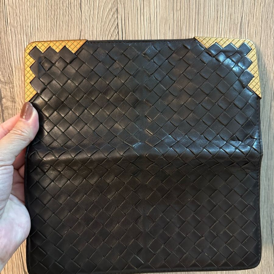 專櫃正品BOTTEGA VENETA BV經典編織小羊皮 咖啡色長夾-73