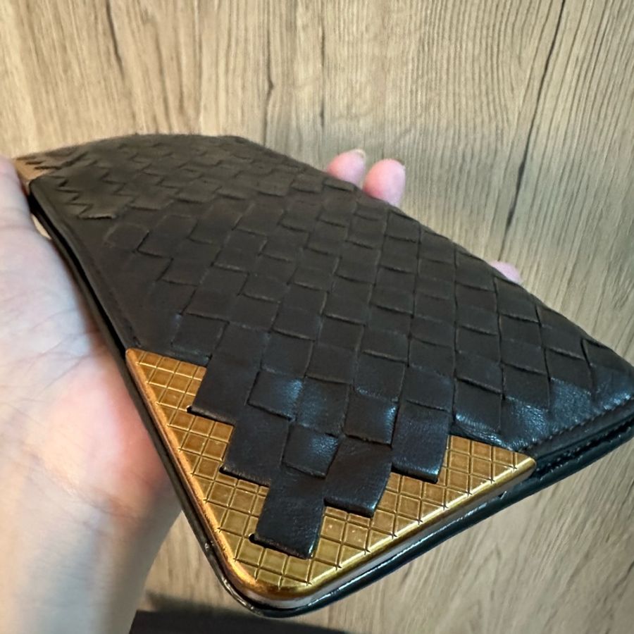 專櫃正品BOTTEGA VENETA BV經典編織小羊皮 咖啡色長夾-75
