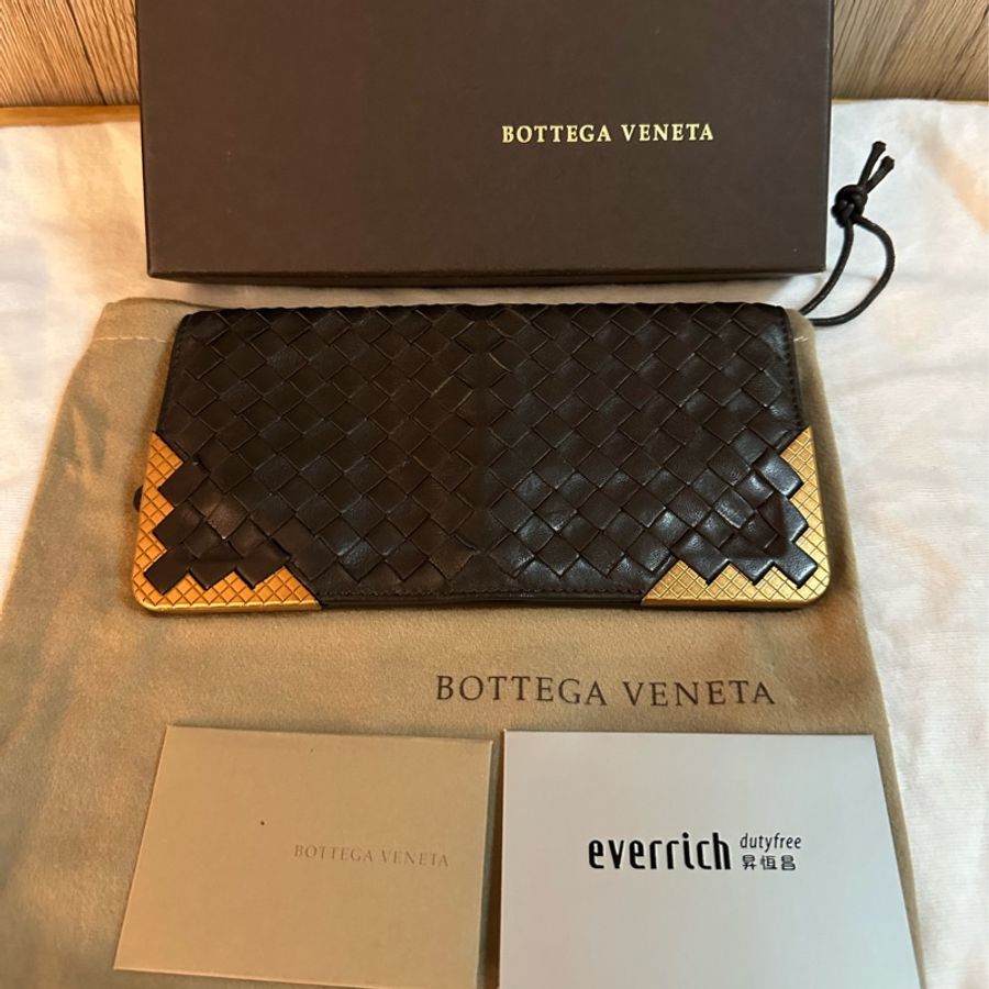 專櫃正品BOTTEGA VENETA BV經典編織小羊皮 咖啡色長夾-22