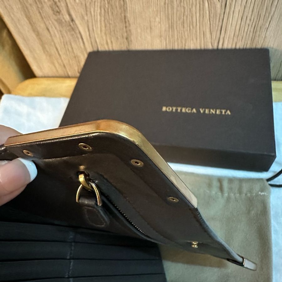 專櫃正品BOTTEGA VENETA BV經典編織小羊皮 咖啡色長夾-77