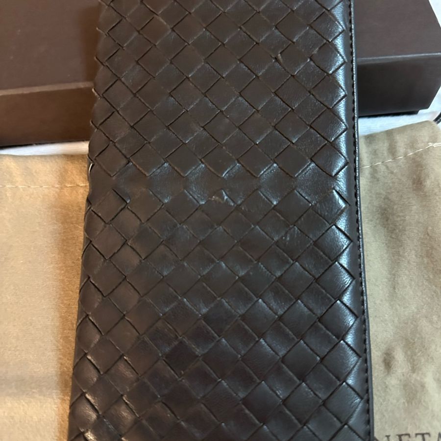 專櫃正品BOTTEGA VENETA BV經典編織小羊皮 咖啡色長夾-79