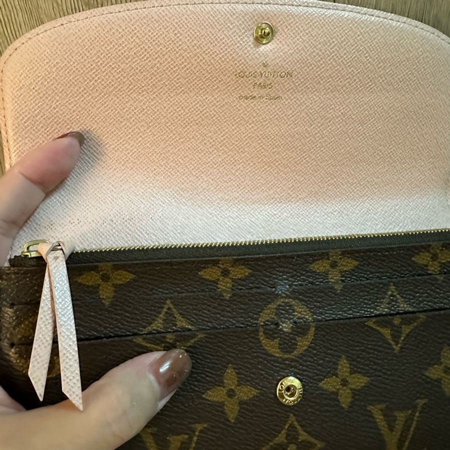 專櫃正品 LOUIS VUITTON LV Monogram Emilie 淡粉色長夾 M61289-54