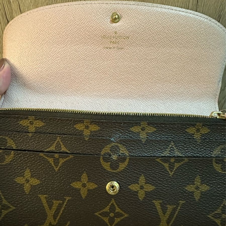 專櫃正品 LOUIS VUITTON LV Monogram Emilie 淡粉色長夾 M61289-20