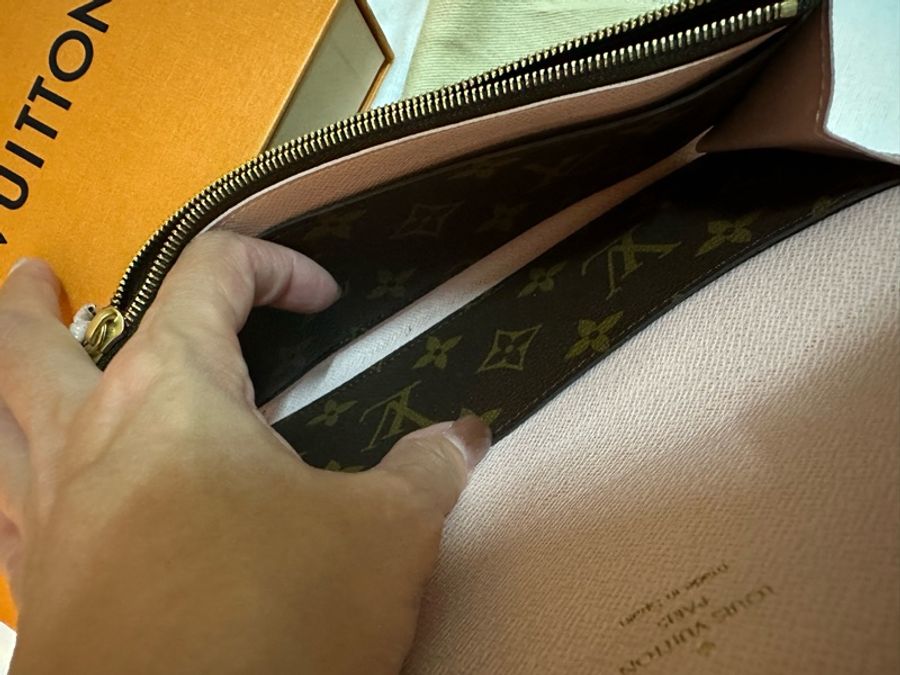 專櫃正品 LOUIS VUITTON LV Monogram Emilie 淡粉色長夾 M61289-21