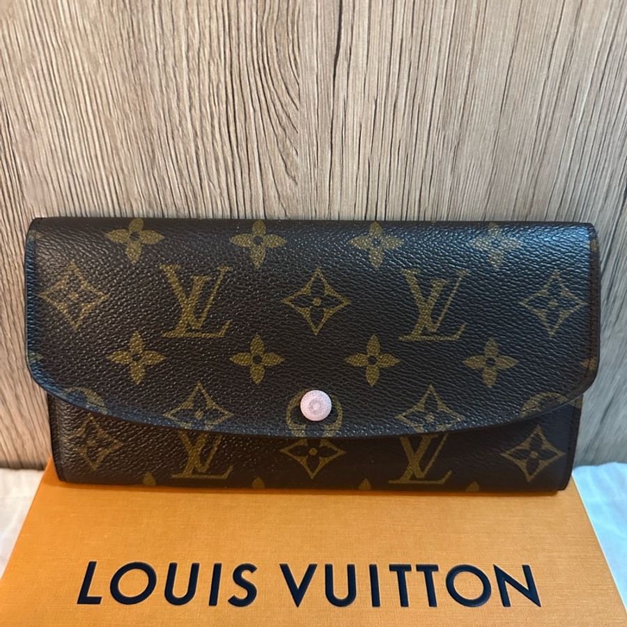 專櫃正品 LOUIS VUITTON LV Monogram Emilie 淡粉色長夾 M61289-88
