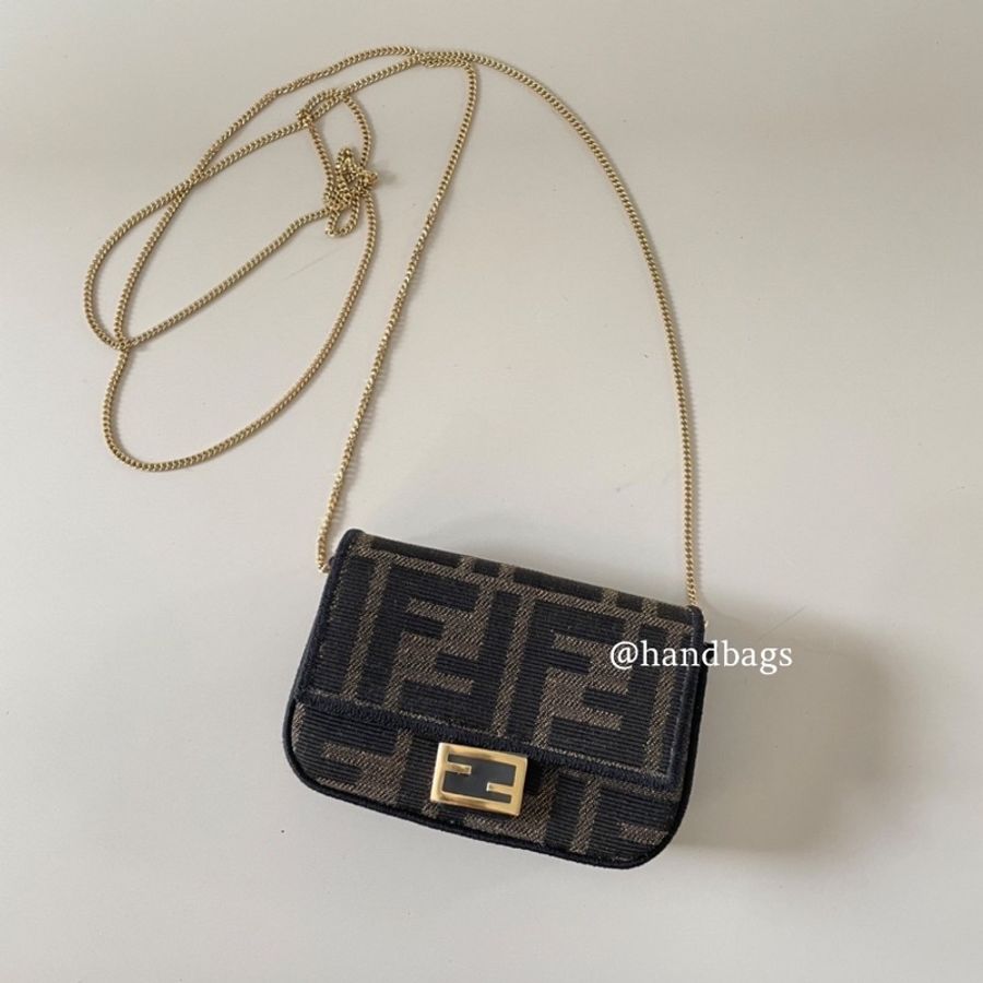 🔹全新品🔹 FENDI Nano Baguette 迷你 法棍 鑰匙圈 小廢包 可拆 金鍊 老花 7AR844-0