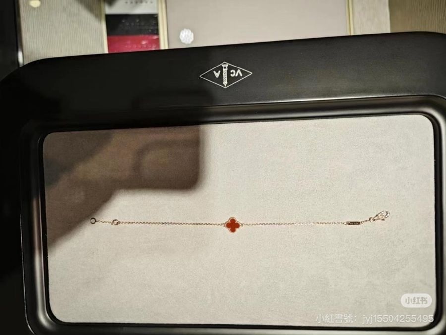 全新品 Van Cleef & Arpels梵克雅寶 幸運草小紅花手鍊-0
