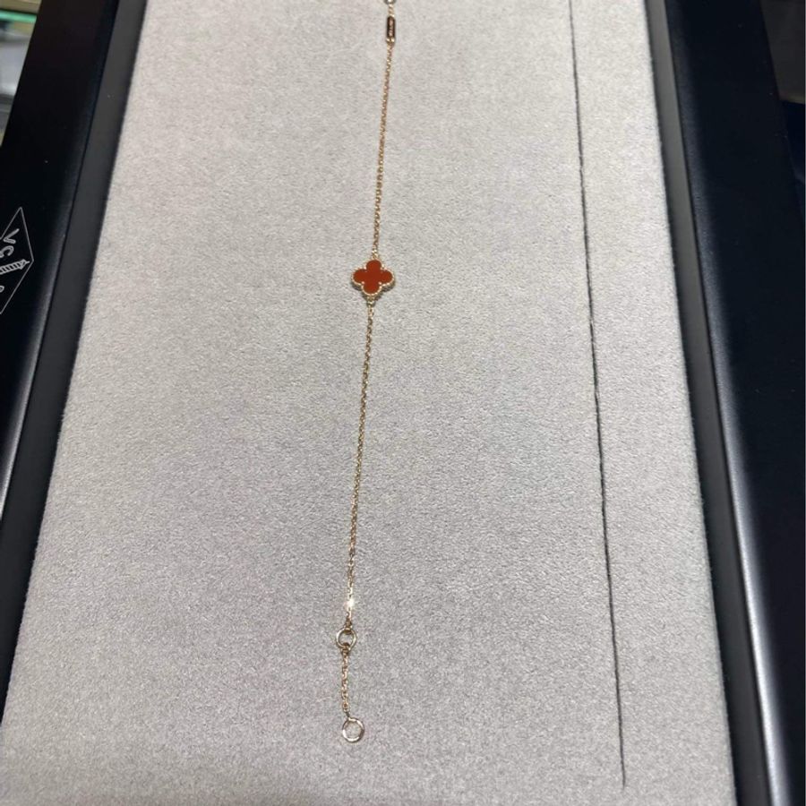 全新品 Van Cleef & Arpels梵克雅寶 幸運草小紅花手鍊-5