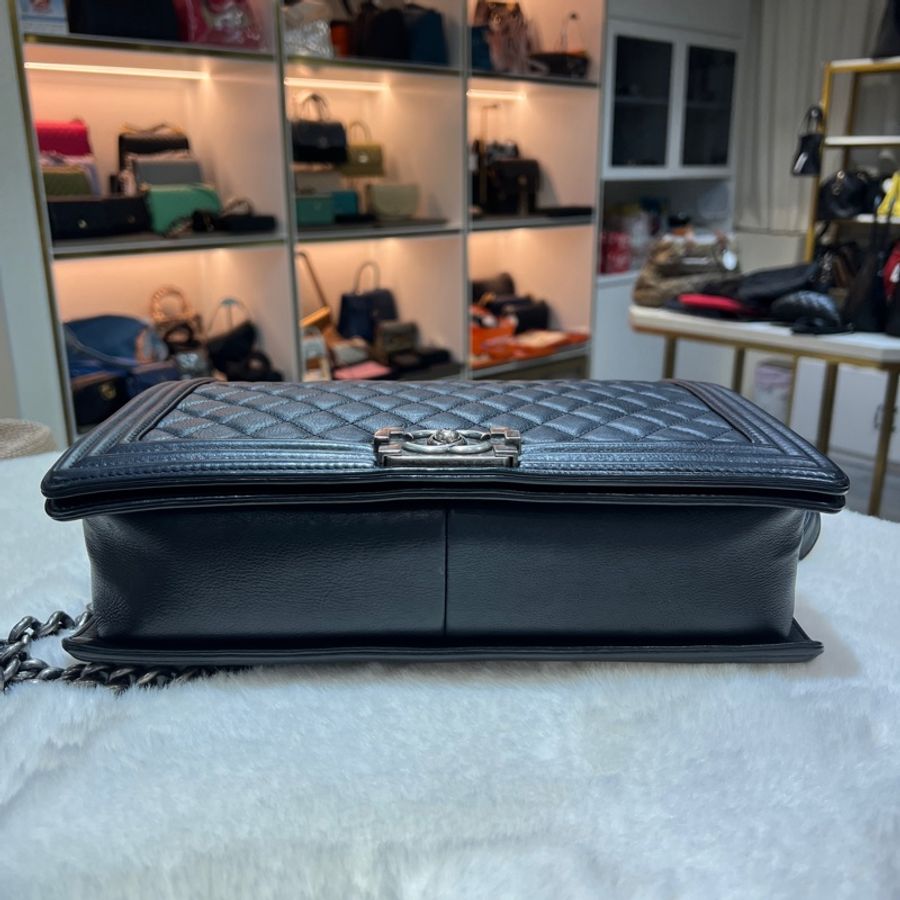 chanel le boy 30cm 黑色復古銀扣 X671-4