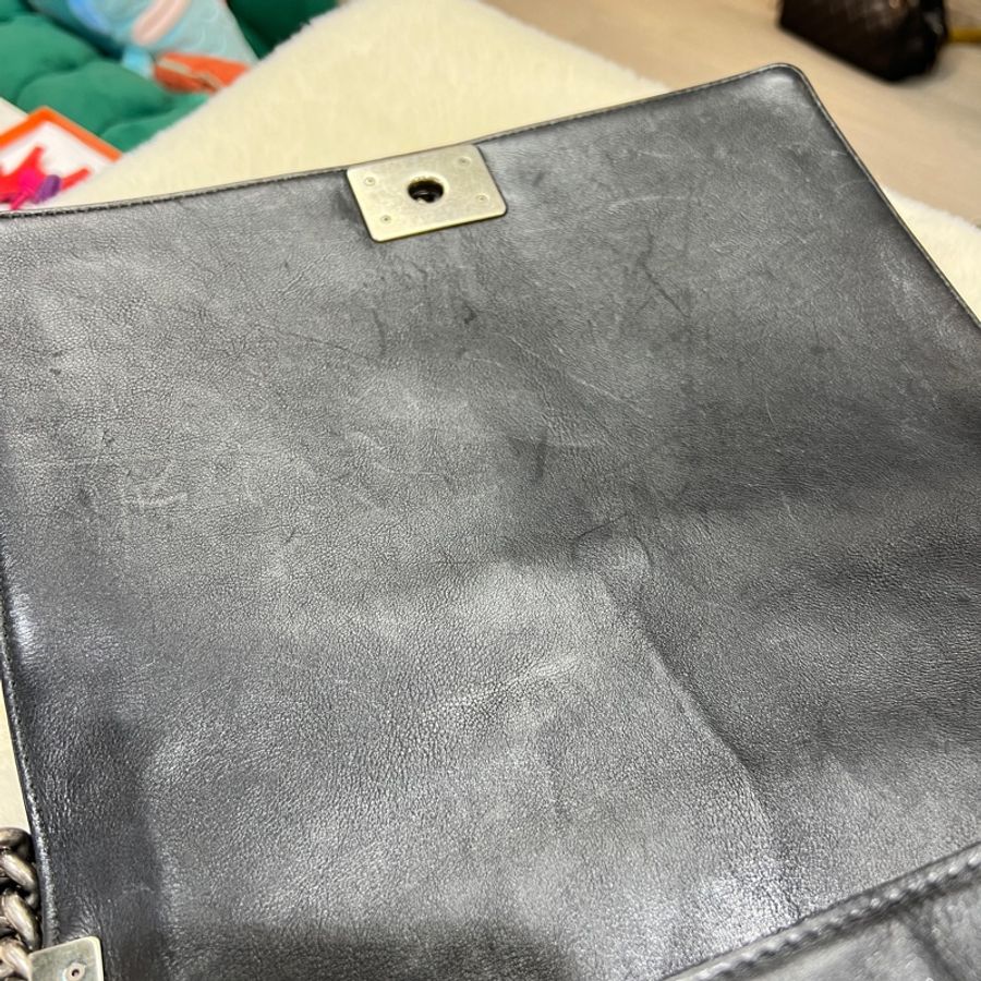 chanel le boy 30cm 黑色復古銀扣 X671-11