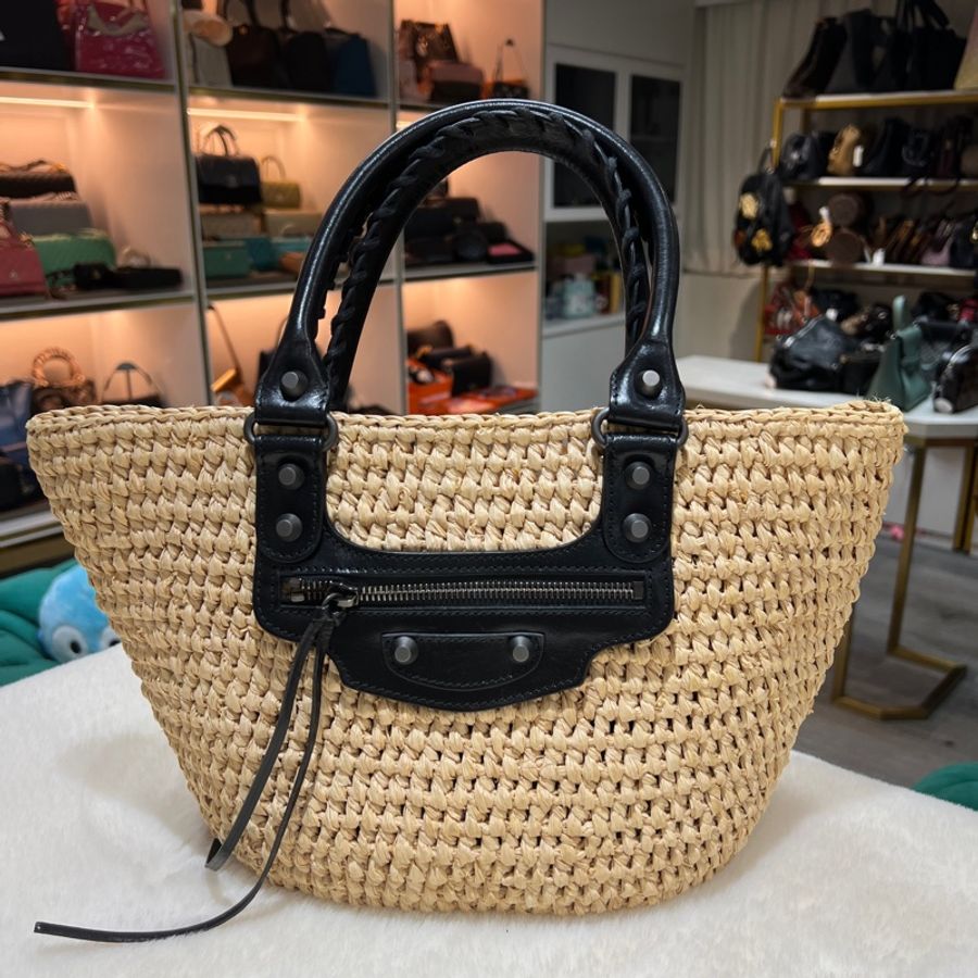 balenciaga panier tote bag 巴黎世家 編織草籃子 X848-0