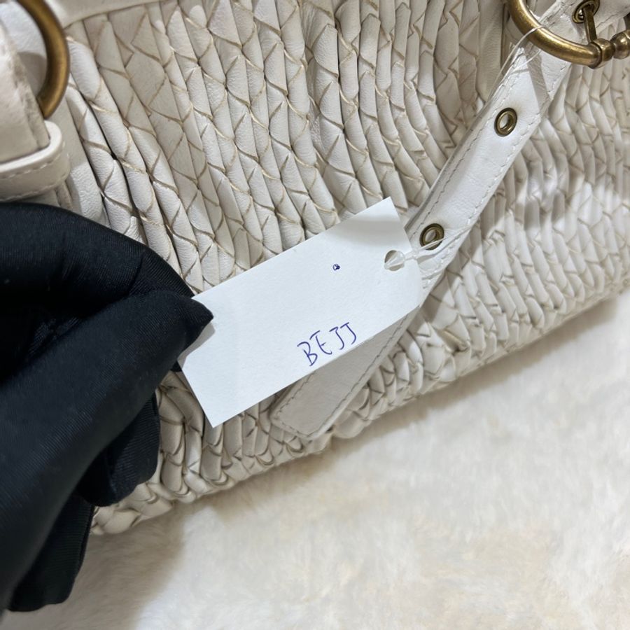 BOTTEGA veneta 白色編織手提袋 X144-9