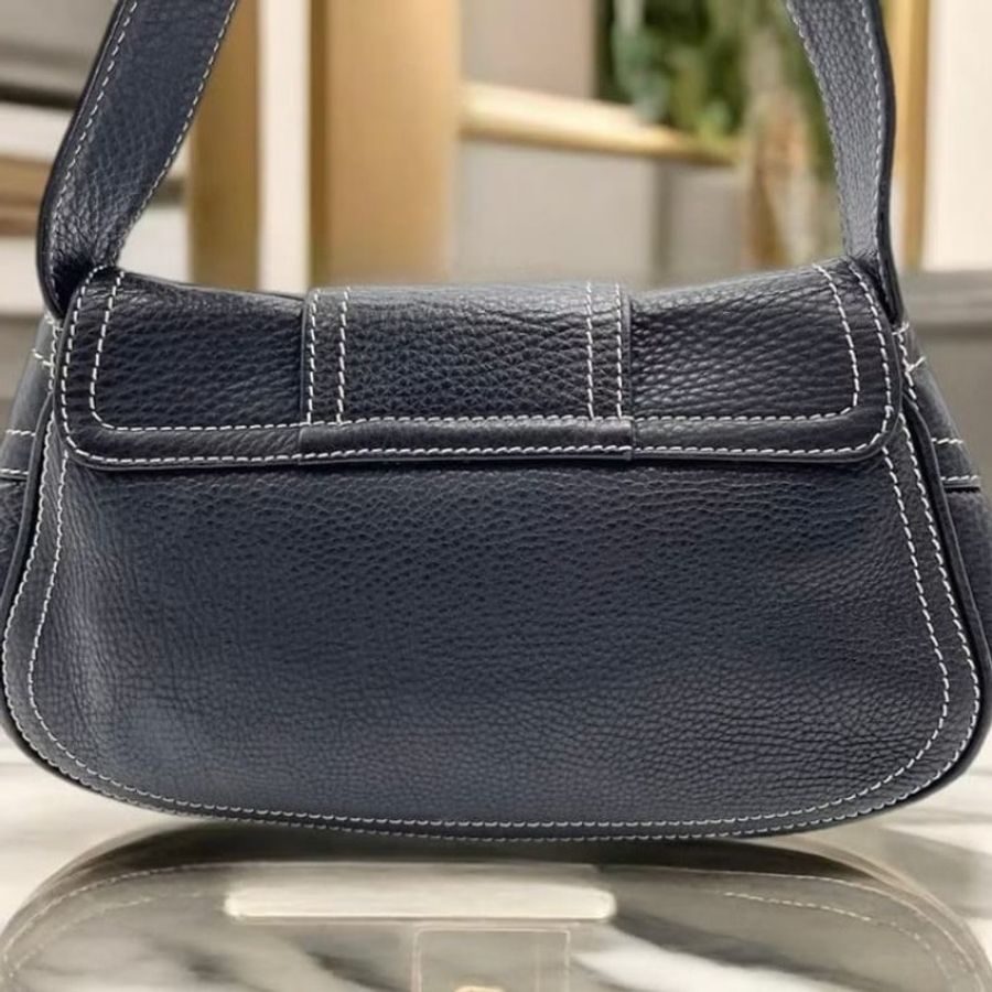 【LA LUNE】中古二手Celine藍黑色皮革腋下包側背單肩孭小手袋 Vintage-2