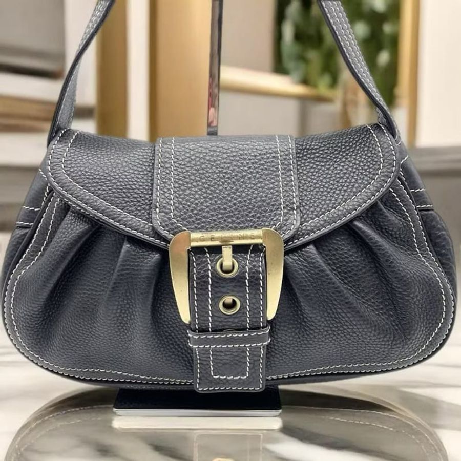 【LA LUNE】中古二手Celine藍黑色皮革腋下包側背單肩孭小手袋 Vintage-3