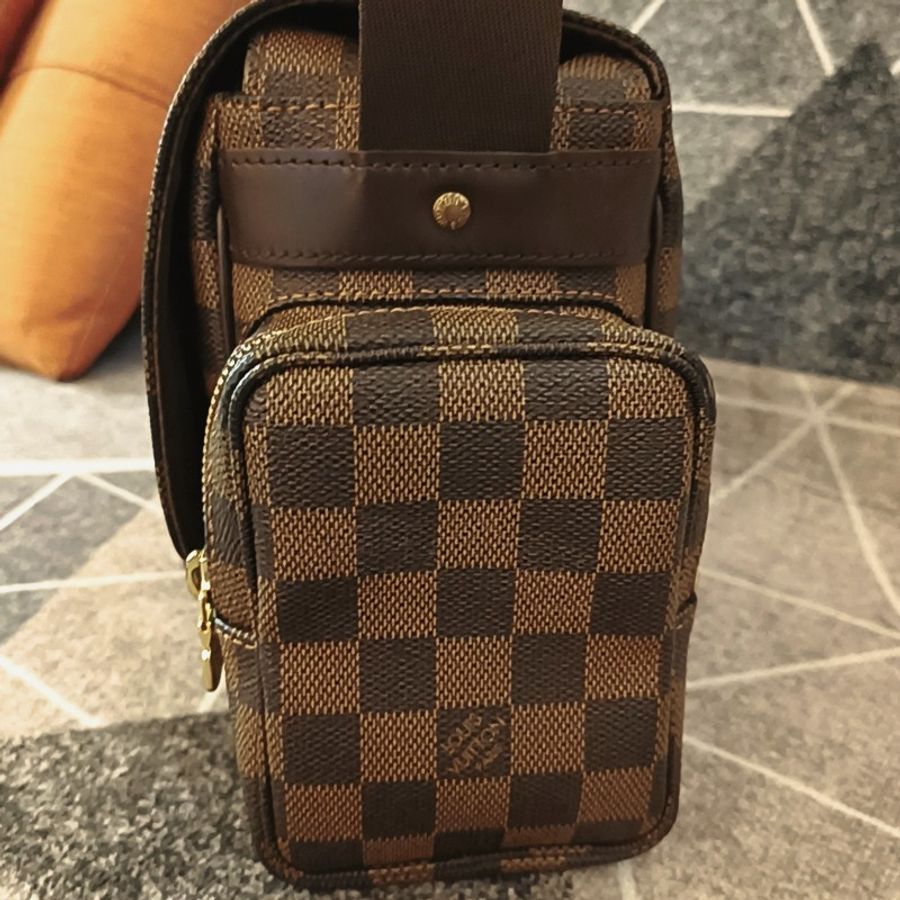 LV 咖啡色 棋盤格 相機包 斜背包 記者包 Vintage 已絕版-7