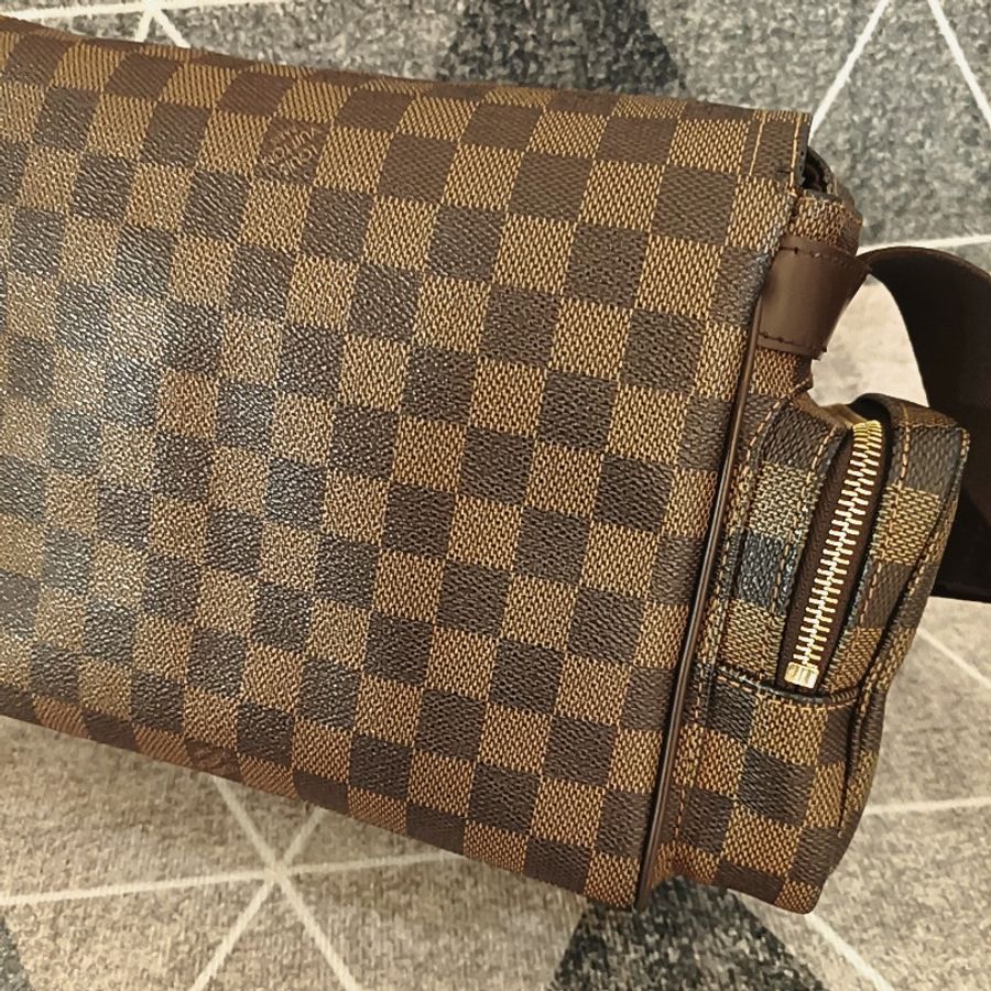 LV 咖啡色 棋盤格 相機包 斜背包 記者包 Vintage 已絕版-18