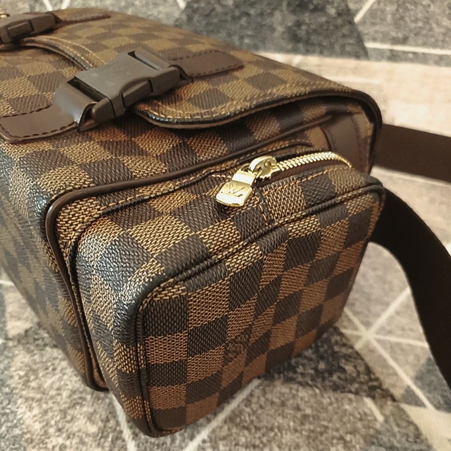 LV 咖啡色 棋盤格 相機包 斜背包 記者包 Vintage 已絕版-24