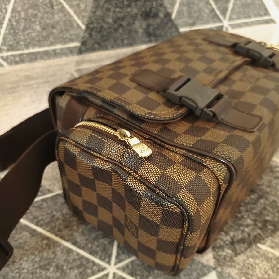 LV 咖啡色 棋盤格 相機包 斜背包 記者包 Vintage 已絕版-25