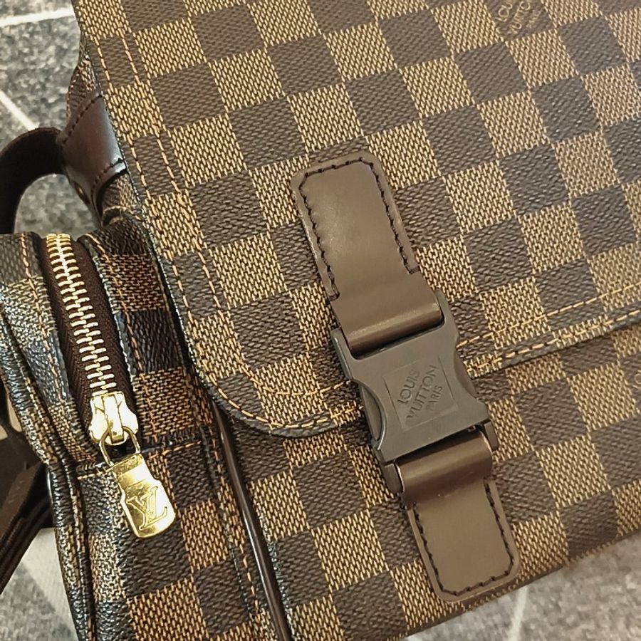 LV 咖啡色 棋盤格 相機包 斜背包 記者包 Vintage 已絕版-36