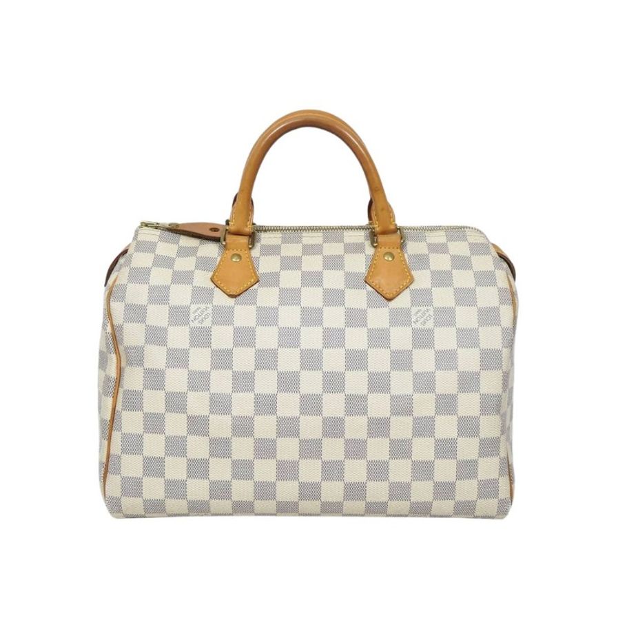 Louis Vuitton Speedy 30 Damier Azur 路易·威登白棋盤格波士頓手提包-1
