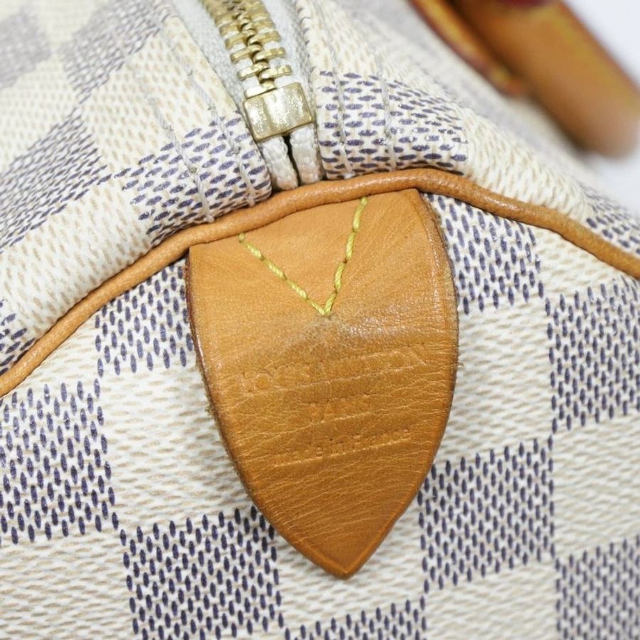 Louis Vuitton Speedy 30 Damier Azur 路易·威登白棋盤格波士頓手提包-7