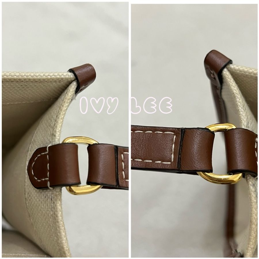 BURBERRY 巴寶莉 Louise標誌圖案帆布皮革飾邊手提包 斜背包 小方包 (棕色80441431)二手精品-19
