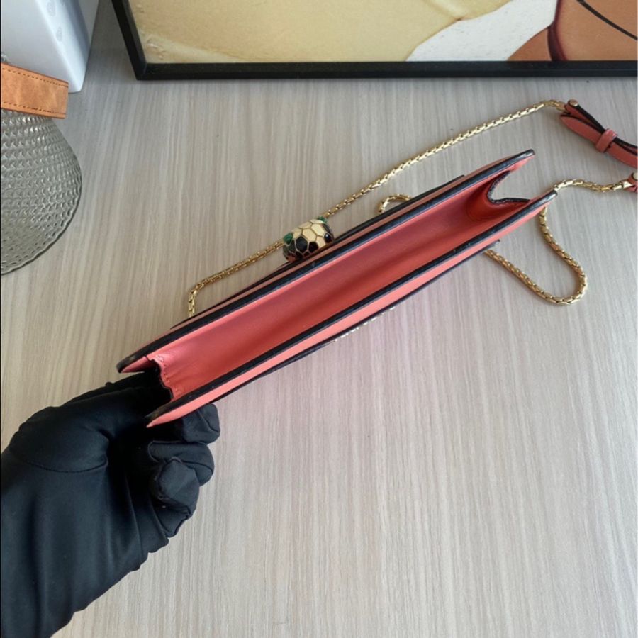 Bvlgari 蛇頭包小號 粉色 有鏡子-3