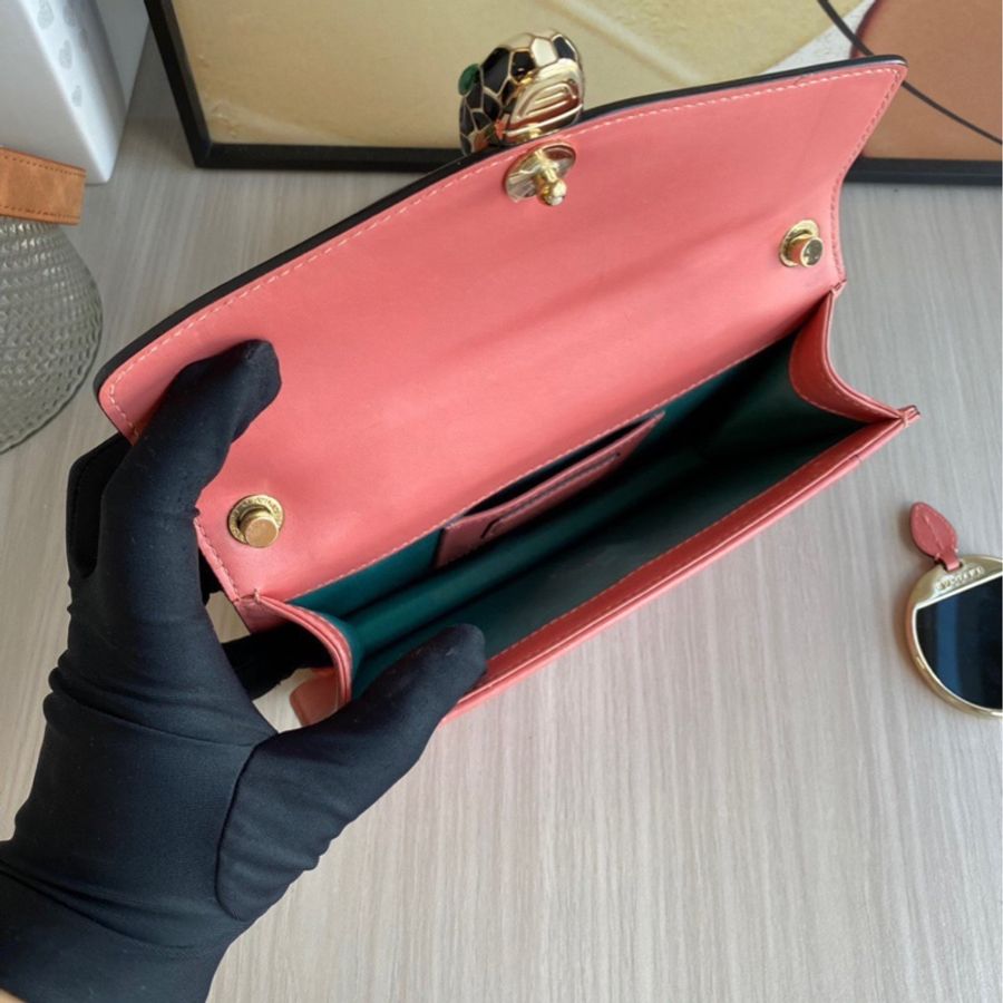 Bvlgari 蛇頭包小號 粉色 有鏡子-8