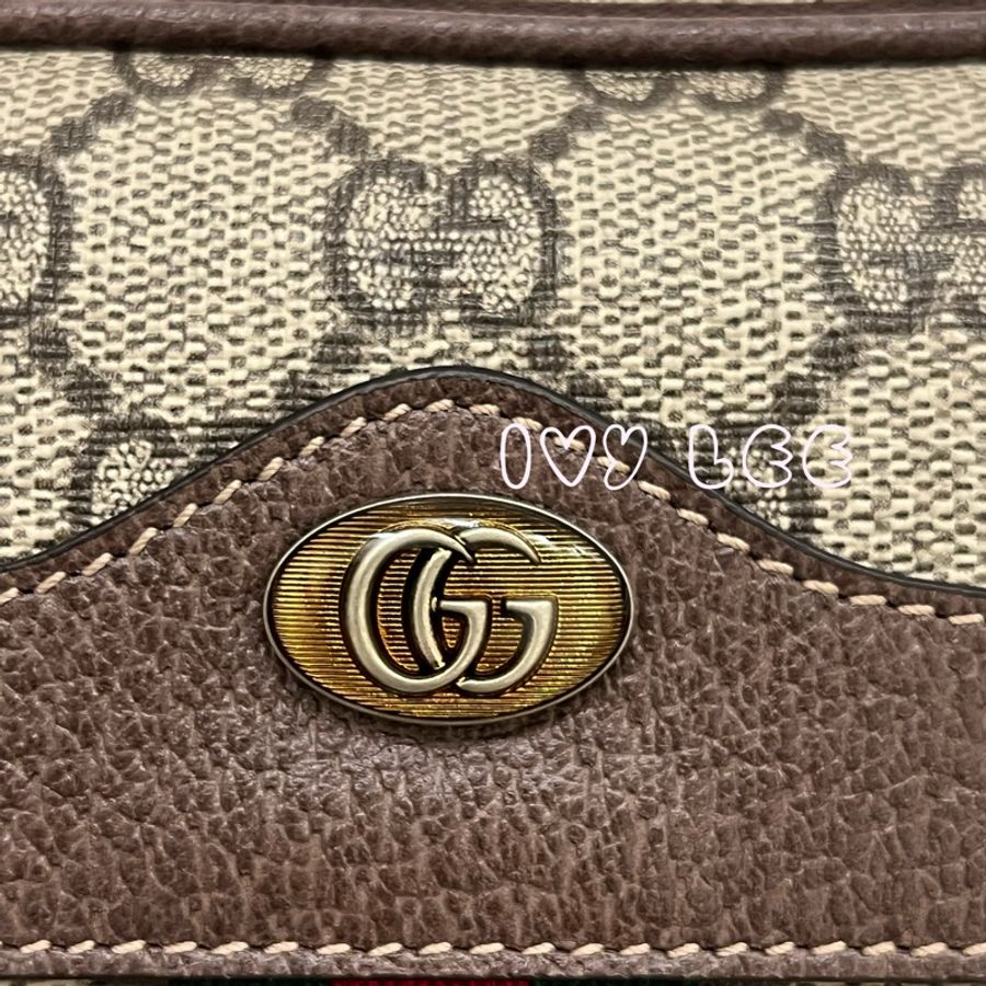 GUCCI Ophidia 519308帆布印花皮革飾邊拉鍊手拿包 經典迷你腰包 小胸包 二手精品-3
