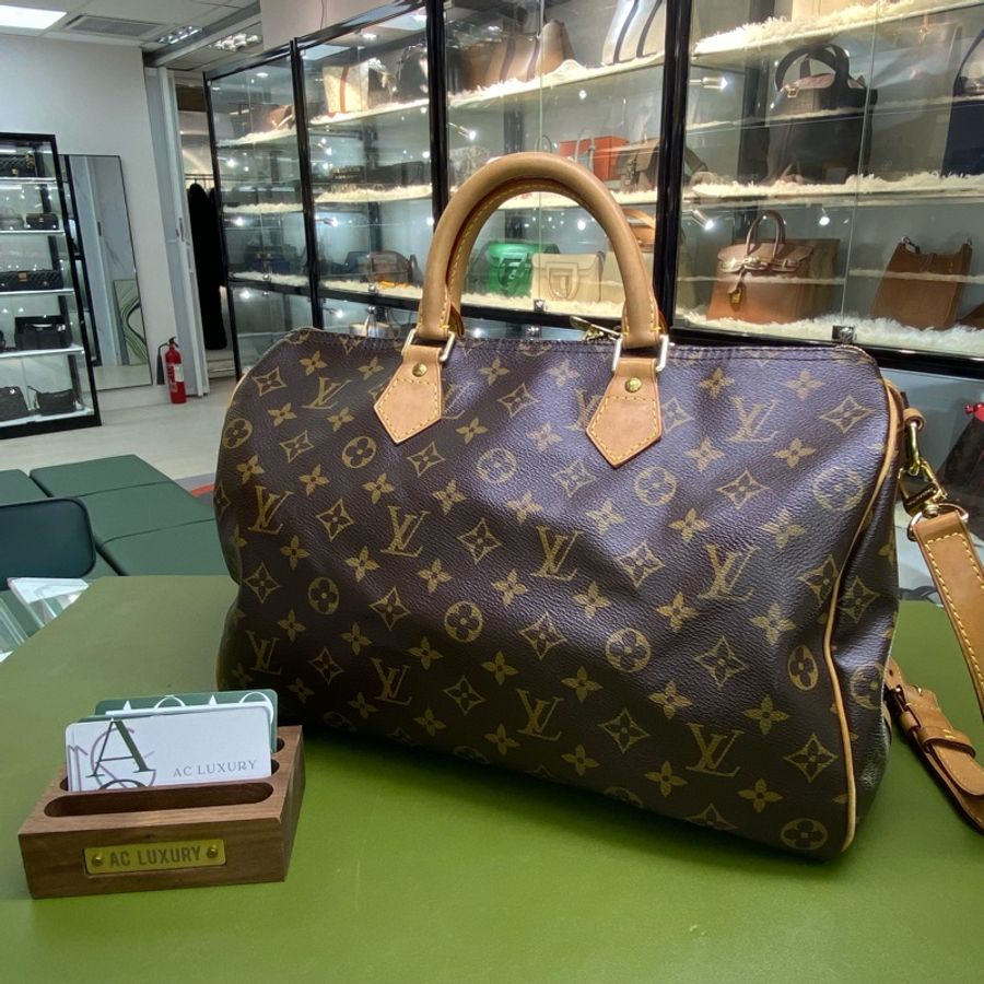 LV 老花 Speedy 35 手提包 斜肩包-0