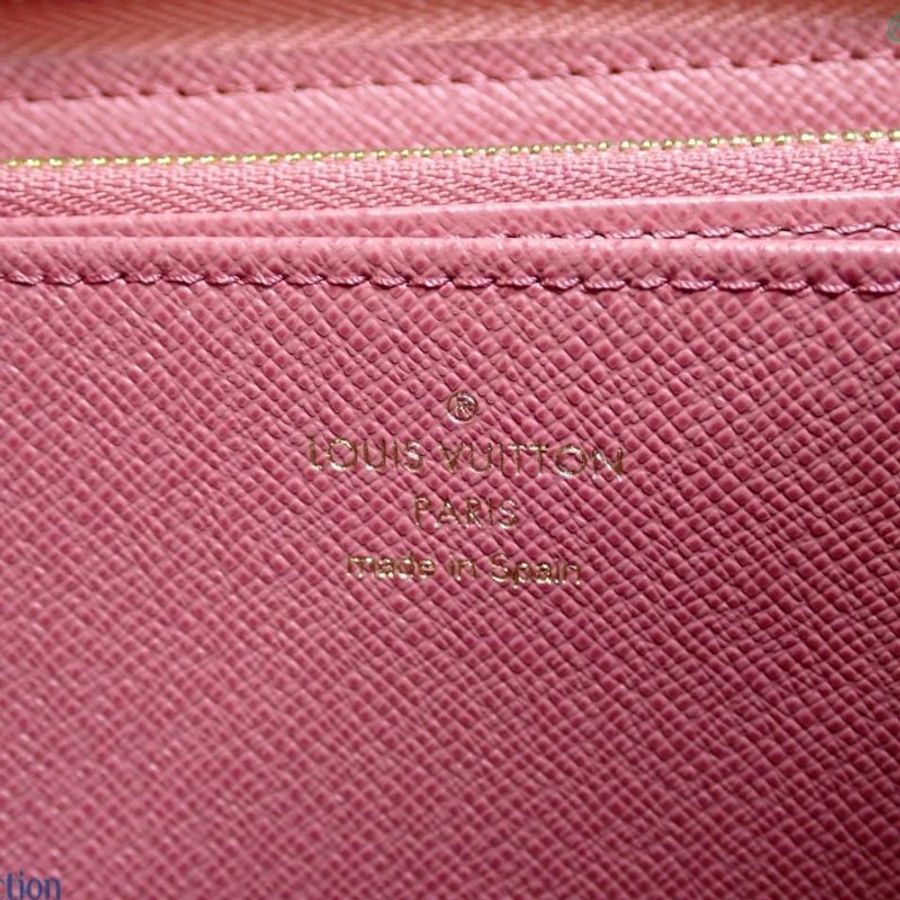最低價Louis Vuitton Zippy 粉色緹花🌸牛仔布長夾 錢包 IC晶片款-10