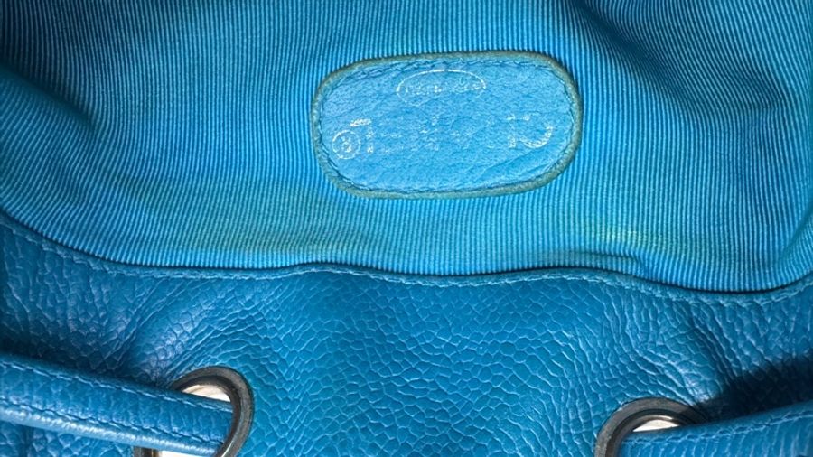 Chanel Vintage 💙克萊因藍水桶包 荔枝牛皮 子母包-18