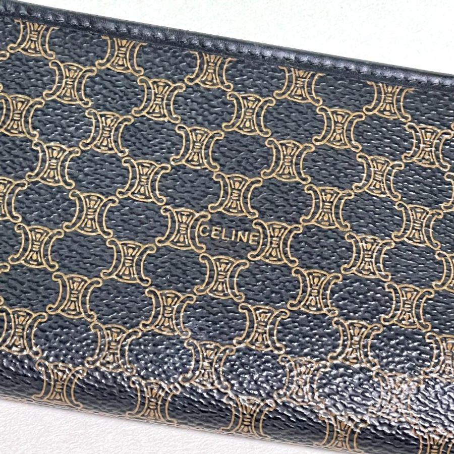 Celine黑色老花長夾卡片套錢包長夾小手袋 送肩帶 中古vintage-4